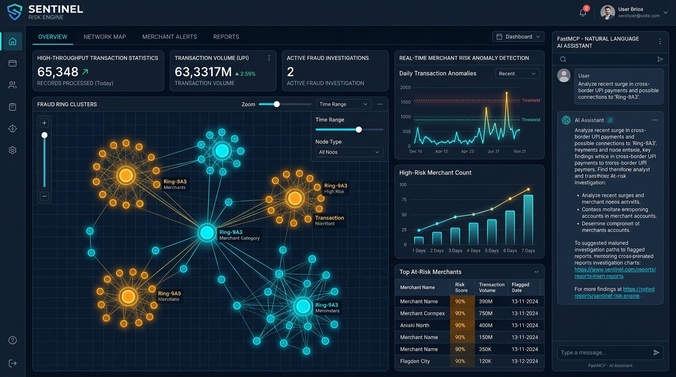 Sentinel Risk Engine - UPI Fraud Ring Detection & FastMCP AI